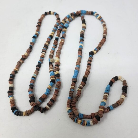 Be Queen of the Nile with our Clay Mummy bead necklace Turquoise and earth color - Picture 3 of 5